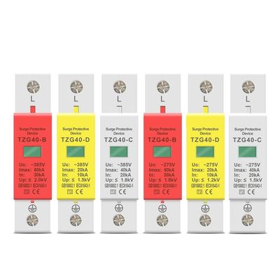 AC SPD 1P 20KA 40KA 60KA 275V 385V House Surge Protector Protective Low-Voltage Arrester Device(385V,20-40KA)