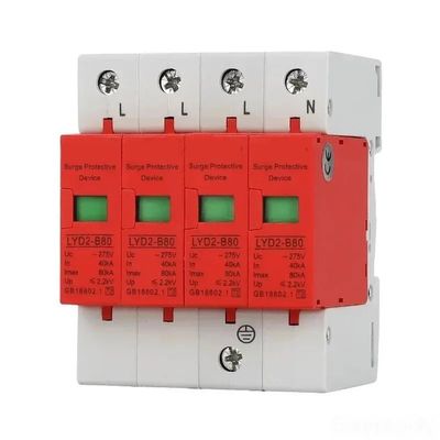 4P 10KA~100KA 275V 385V 420V AC 3P+N SPD House Surge Protector Protective Low-Voltage Arrester Device Lightning Protection(420V,10KA-20KA)