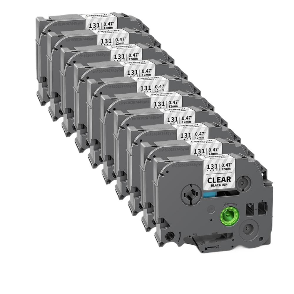 10 Pack Compatible Label Tape for TZE231 TZE221 TZE211 TZE241 TZE251 in 6mm 9mm 12mm 18mm 24mm(10PK Black on Clear)