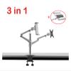 ADBWEKKF OL-3T Aluminum 3 in 1 Height Adjustable Desktop Dual Arm 17-32 Inch Monitor Holder+10-17 Inch Laptop Stand +14 Inch Tablet Mount(Black) view 2