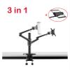 ADBWEKKF OL-3T Aluminum 3 in 1 Height Adjustable Desktop Dual Arm 17-32 Inch Monitor Holder+10-17 Inch Laptop Stand +14 Inch Tablet Mount(Black) view 3
