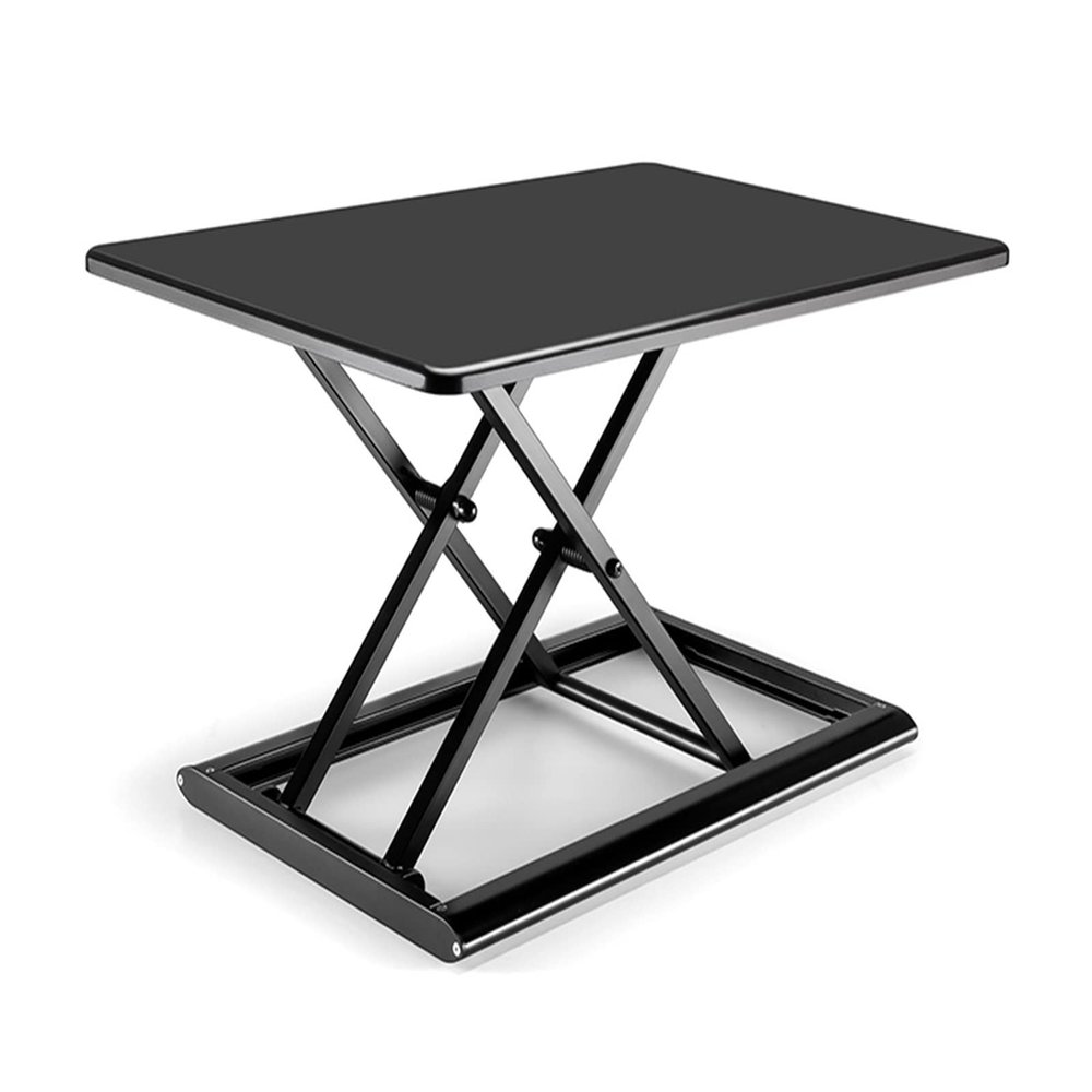 ADBWEKKF ID-30 Aluminum Easy Up Height Adjust Sit Stand Desk Riser Foldable Laptop Desk Monitor Holder Stand with Keyboard Tray(Black)