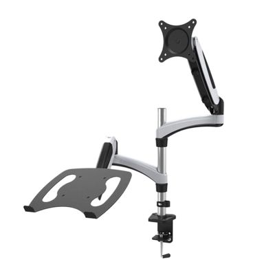 ADBWEKKF GM124U-D Desktop Dual Arm 10"-27" Monitor Holder+ Laptop Holder Stand Table Full Motion Dual Monitor Mount Arm Stand