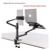 ADBWEKKF OL-30T Aluminum 3 in 1 Height Adjustable Desktop Dual Arm 10-17 Inch Double Laptop Stand +14 Inch Tablet Mount(Black) view 3