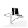 ADBWEKKF OL-30T Aluminum 3 in 1 Height Adjustable Desktop Dual Arm 10-17 Inch Double Laptop Stand +14 Inch Tablet Mount(Gray) view 4