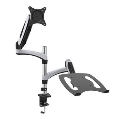 ADBWEKKF Aluminum Alloy Desktop Clamping 360 Degree Gas Spring Dual Arm for 15"-27" LCD LED Monitor Holder+ 13-17"