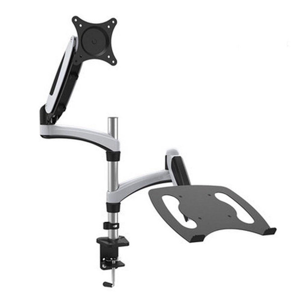 ADBWEKKF Aluminum Alloy Desktop Clamping 360 Degree Gas Spring Dual Arm for 15"-27" LCD LED Monitor Holder+ 13-17"