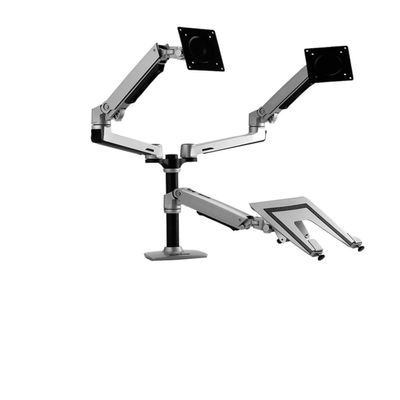 ADBWEKKF Full Motion 17-32inch Dual Monitor Holder Mount Arm +10-15.6inch Laptop Support Mechanical Spring Arm Max.Loading 10kgs(Black)