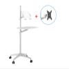 ADBWEKKF Aluminum Alloy UT-2 Full Motion 2in1 Laptop Floor Stand Monitor Keyboard Support Stand Height Adjust Moving Laptop Desk(Silver-White) view 2