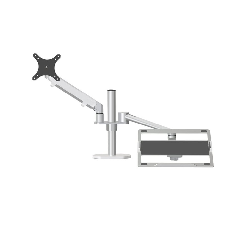ADBWEKKF OL-3S Height Adjustable Desktop Dual Arm 17-32 Inch Monitor Holder+12-17 Inch Laptop Holder Stand Full Motion Mount Arm(Gray)