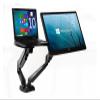 ADBWEKKF 2-in-1 Full Motion Desktop Mount Gas Spring Laptop Holder +Monitor Holder Dual Arm with USB Port Audio and Headset Jack view 2