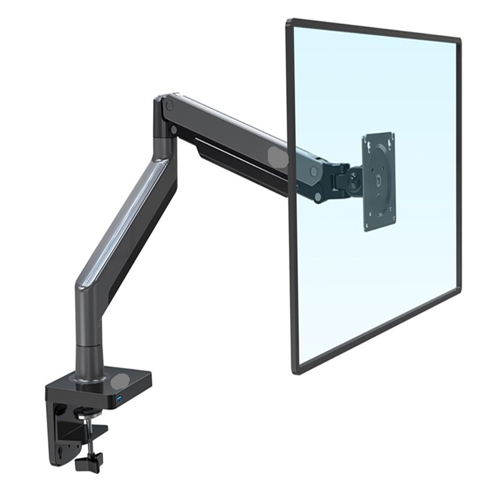 FNJTDVWS G45 Gas Spring Arm 22-40 Inch Curved Arc Screen Desktop Monitor Holder 360 Rotate 3-15kgs Monitor Mount Arm with USB 3.0(Matte Charcoal)
