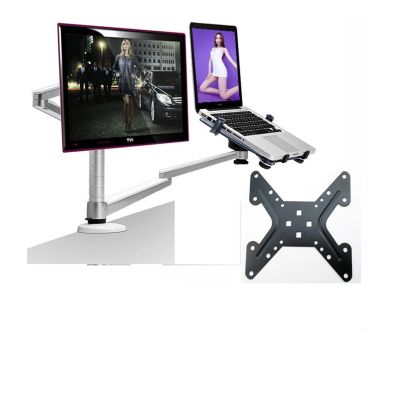 ADBWEKKF OA-7X Multimedia Desktop Dual Arm 27inch LCD Monior Holder+ Laptop Holder Stand Table Full Motion Dual Monitor Mount Arm Stand(OA-7X-A1)