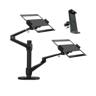 ADBWEKKF OL-10L Silver Ergonomics 10"-17" Double Laptop Stand Desktop PC Bracket Computer Notebook Mount Dual Arm(OL-10L Black)