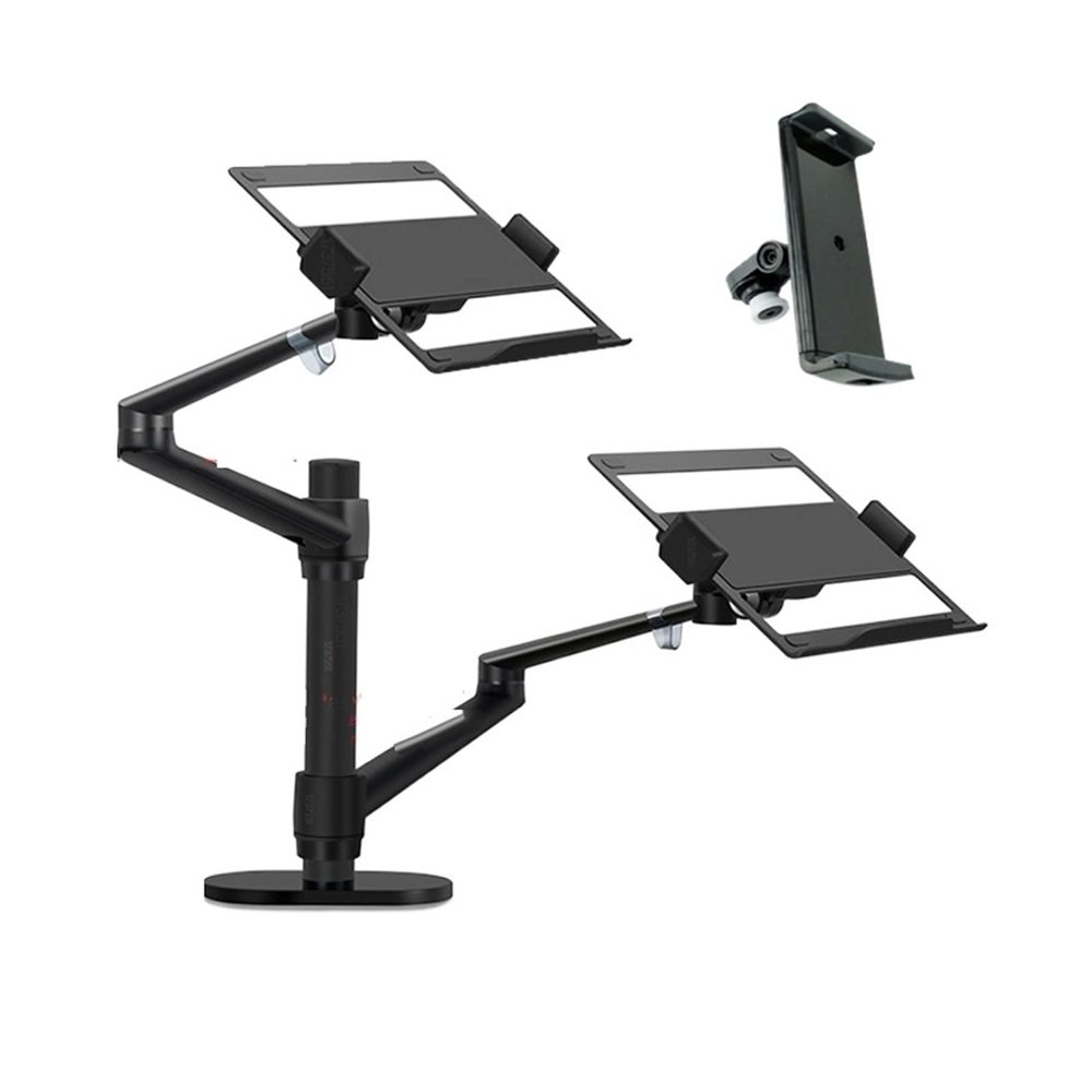 ADBWEKKF OL-10L Silver Ergonomics 10"-17" Double Laptop Stand Desktop PC Bracket Computer Notebook Mount Dual Arm(OL-10L Black)
