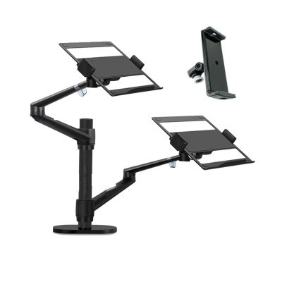 ADBWEKKF OL-10L Silver Ergonomics 10"-17" Double Laptop Stand Desktop PC Bracket Computer Notebook Mount Dual Arm(OLL-10L Black)