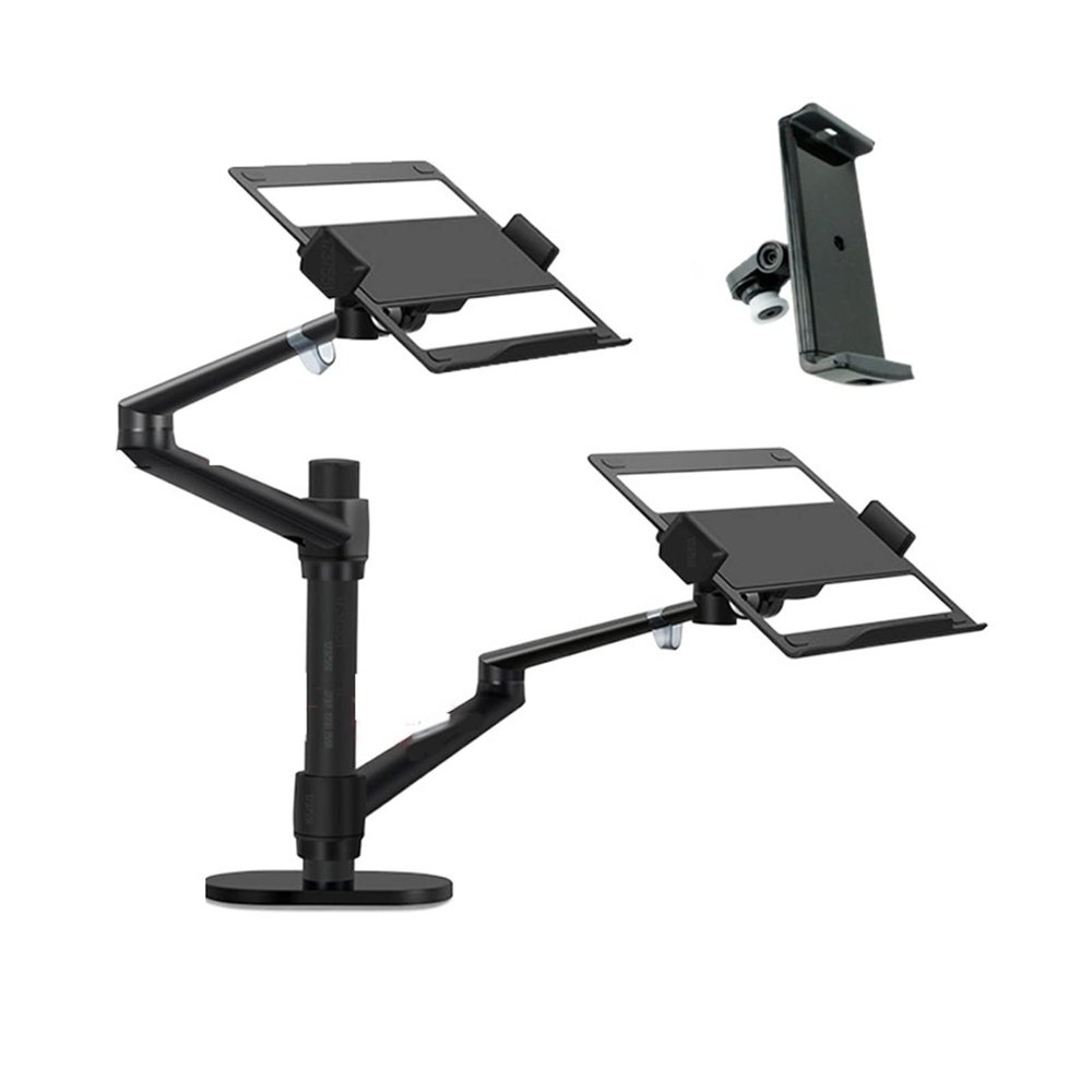 ADBWEKKF OL-10L Silver Ergonomics 10"-17" Double Laptop Stand Desktop PC Bracket Computer Notebook Mount Dual Arm(OLL-10L Black)