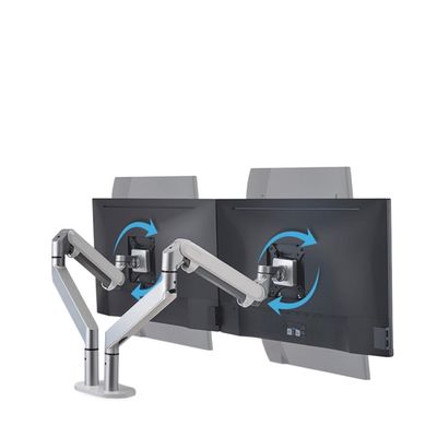 ADBWEKKF OZ-2 Dual Arm Monitor Mount Desk Stand Full Motion Aluminum 17-32 Inch Monitor Holder Gas Spring Arm Load 2-8kgs Each(Silver Grey)