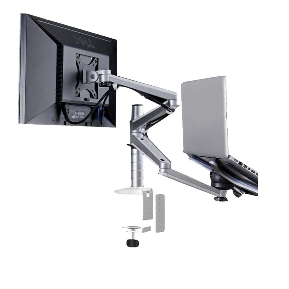 ADBWEKKF OA-7X Multimedia Desktop Dual Arm 27inch LCD Monior Holder+ Laptop Holder Stand Table Full Motion Dual Monitor Mount Arm Stand(OA-7X-L)