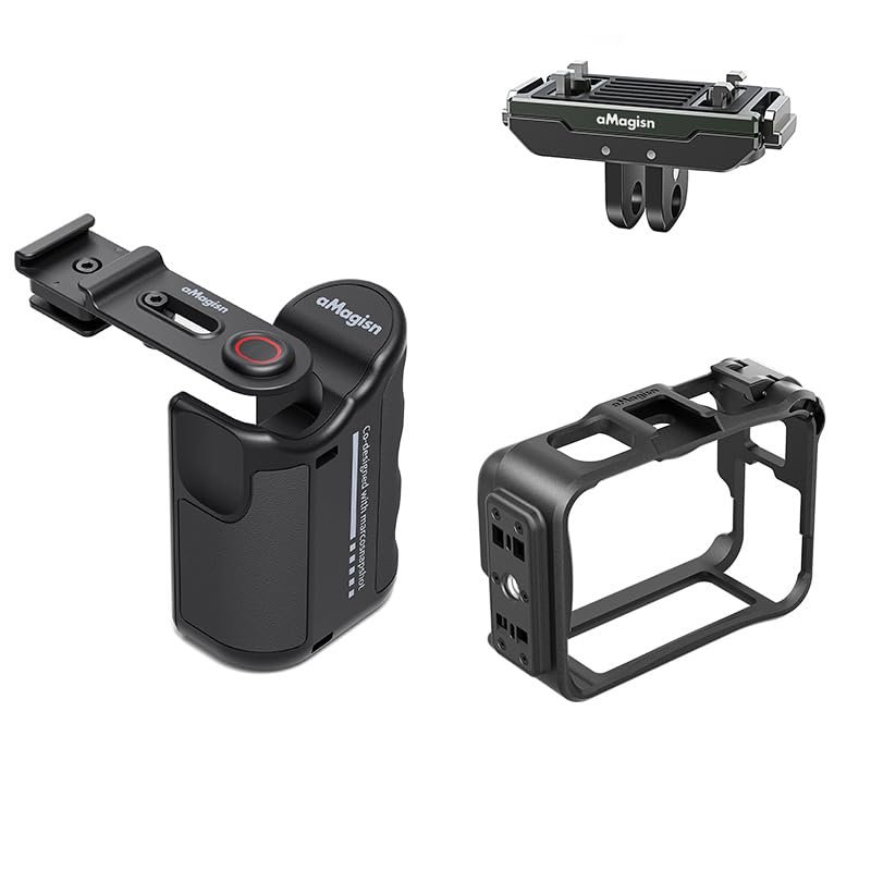 aMagisn Sports Camera Street Grip Kit for Insta360 Ace Series/DJI Action Series/Gopro Series Ergonomic Vlog Quick-Release Grip (Ace Pro 2 ABS Kit)