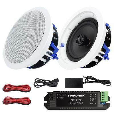 STUDIOFINIX 6.5 Inch Bluetooth Ceiling Speakers,160W 2-Way System, Wired Surround Sound for Living Room, Office,Kichten,Study Room,Basement,Covered Patio and Flush Mount