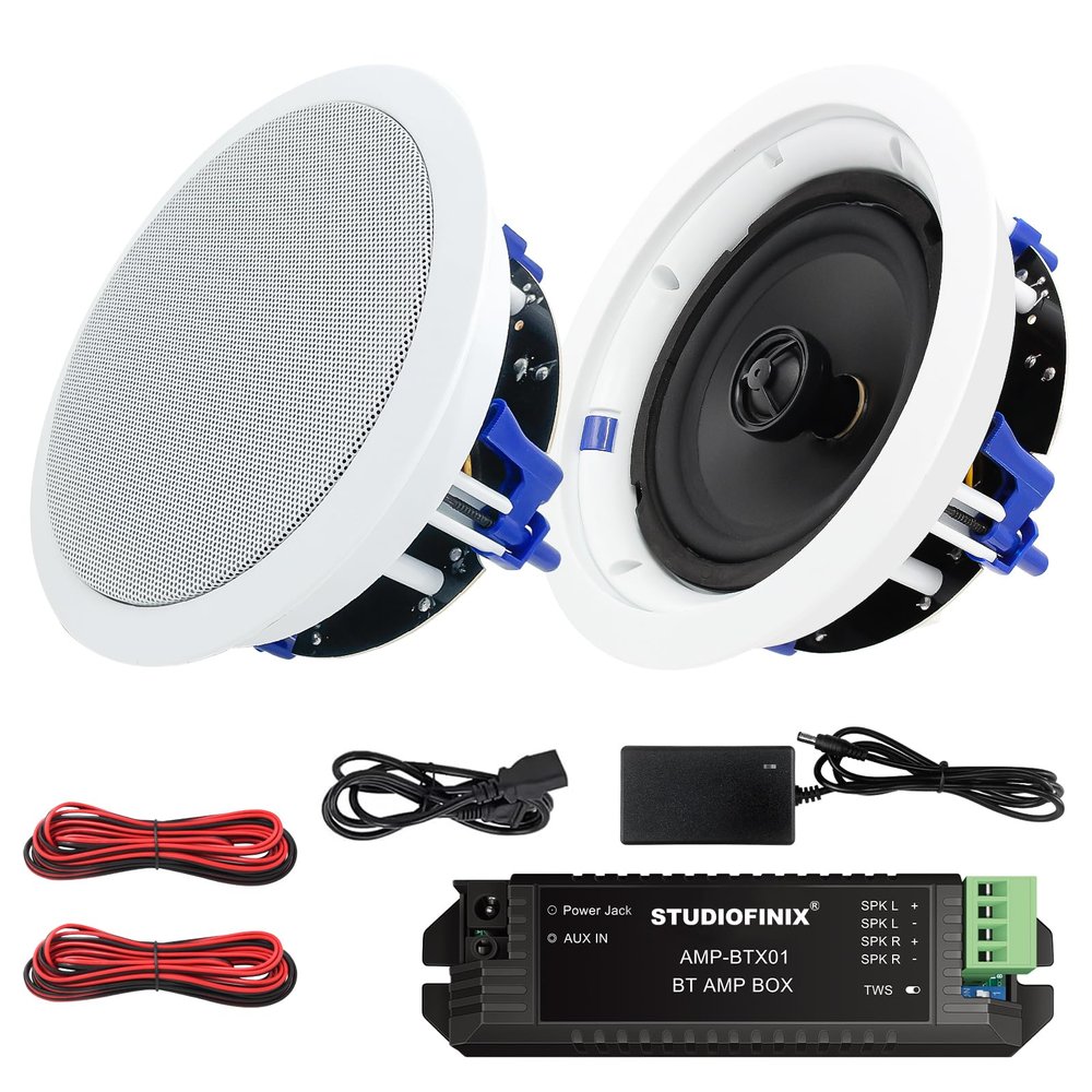 STUDIOFINIX 6.5 Inch Bluetooth Ceiling Speakers,160W 2-Way System, Wired Surround Sound for Living Room, Office,Kichten,Study Room,Basement,Covered Patio and Flush Mount
