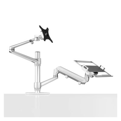 ADBWEKKF OL-3L PRO Aluminum Height Adjust Desktop 17-32 Inch Monitor Mount Gas Spring Arm+12-17 Inch Laptop Holder Stand Full Motion(OL-3L-PRO-S)