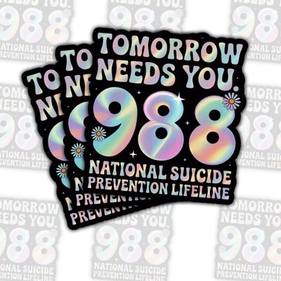 3 Pcs Suicide Prevention 988 Mental Health Sticker  Support Awareness Hotline Vinyl Decal Waterproof for Laptop, Water Bottle, Notebook  Gift for Therapists, Advocates, Friends  3 Inch