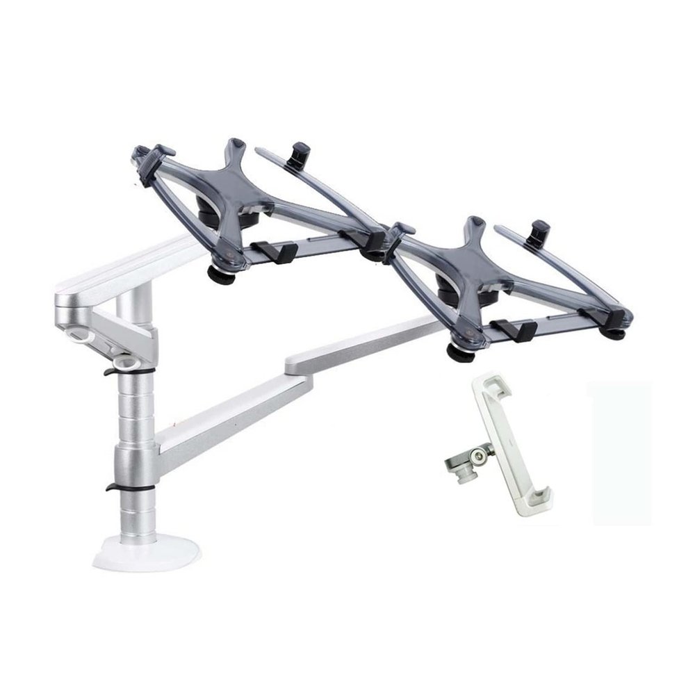 ADBWEKKF OA-11X Multifunctional Dual Arm Two Pad Desk Mount 10"-15" Double Laptop Table Holder Stand Bracket Clamp Base 65mm(OA-11Y)