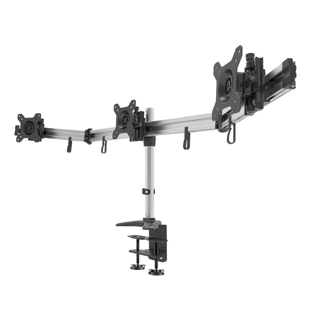 ADBWEKKF Aluminum Alloy Desktop Clamping/Grommet Triple Display Monitor Holder Bracket Full Motion Three Screen Monitor Mount