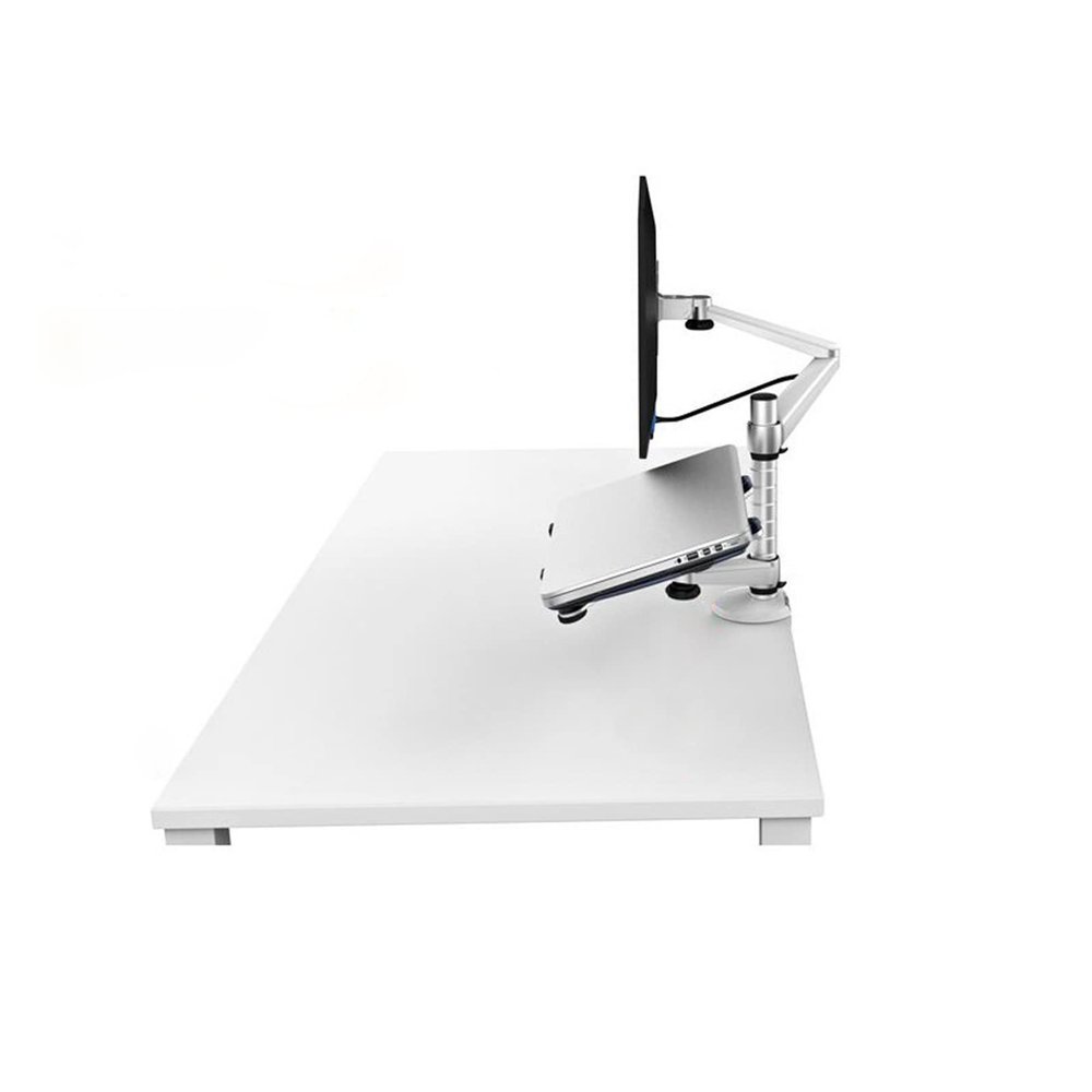 ADBWEKKF OA-7 Aluminum Dual Arm Swivel LCD Monior Holder+ Laptop Holder Stand Table F 9inch 10inch Pad Desk Mount