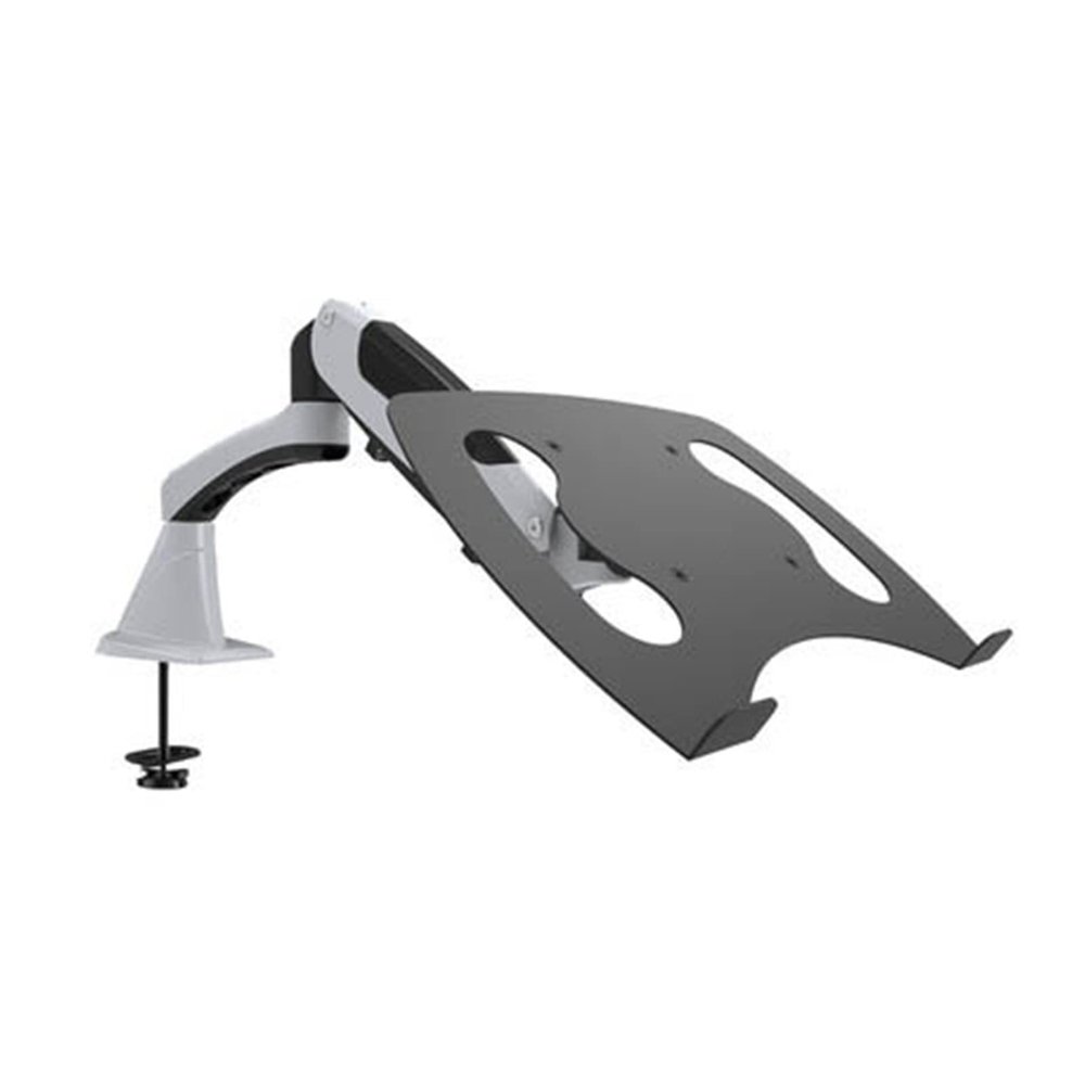 ADBWEKKF Tilt Full Motion Aluminum Air Press Gas Spring Dual Arm LCD Desktop Mount Swivel Monitor Table Stand Clamp with Notebook Tray(DL-GM112FG-LP10)