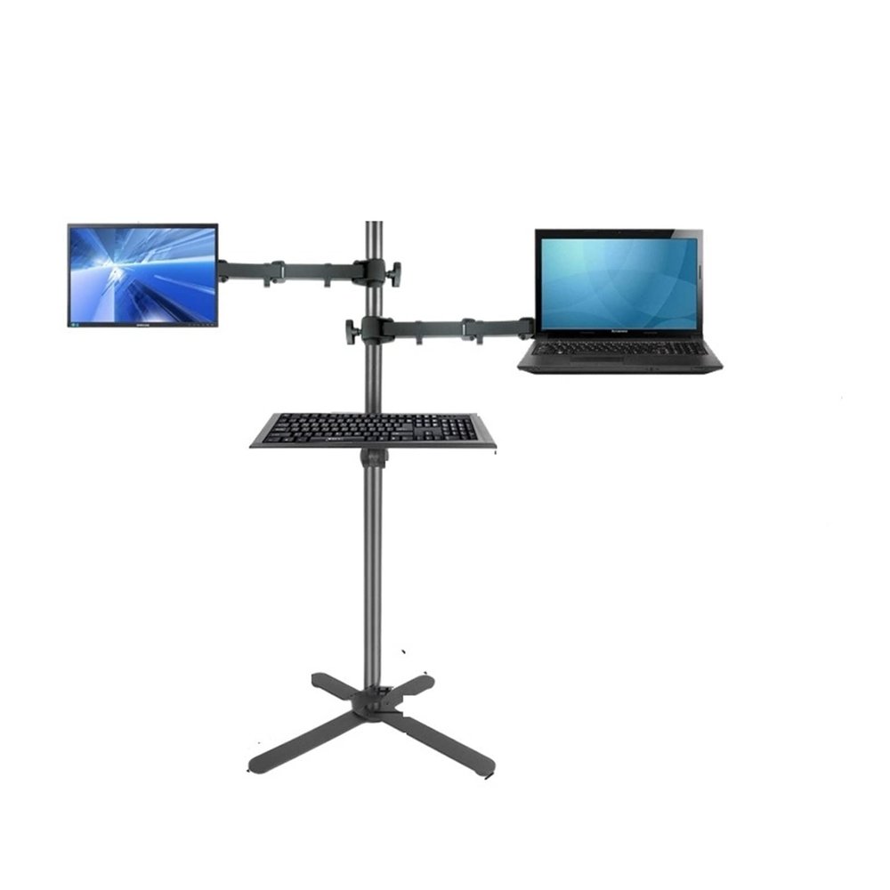 ADBWEKKF DL-UP20H X Shape Base Big Height Adjustable160cm 150cm Workstation Monitor Floor Stand +Keyboard Tray Laptop Tray Holder(DL-UP20)