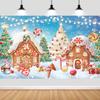 10X10ft Candyland Gingerbread House Party Photo Backdrop Photography Background for Kids, Merry Christmas Backdrops Photo Booth Prop Decorations Banner Balloons Wall Decor Tablecloth view 1