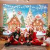 10X10ft Candyland Gingerbread House Party Photo Backdrop Photography Background for Kids, Merry Christmas Backdrops Photo Booth Prop Decorations Banner Balloons Wall Decor Tablecloth view 2