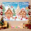 10X10ft Candyland Gingerbread House Party Photo Backdrop Photography Background for Kids, Merry Christmas Backdrops Photo Booth Prop Decorations Banner Balloons Wall Decor Tablecloth view 3