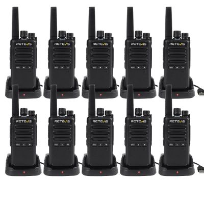 Retevis RT68B Walkie Talkies Long Range, Compact Handsfree Rechargeable 2 Way Radios with Charging Base, Emergency Alarm, FRS Walkie Talkie for School Security Warehouse(10 Pack)