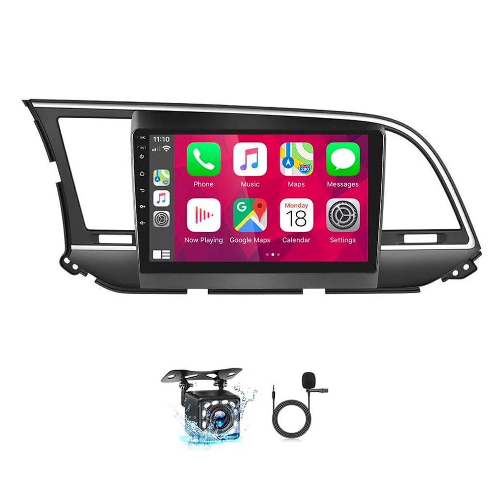 4+64G for Hyundai Elantra 2016-2018 Android 13 Car Stereo 9" Touchscreen Wireless Carplay Android Auto GPS Navigation with Free Reverse Camera