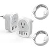 European Travel Plug Adapter,Universal Travel International Power Adapter 2 USBC Port and 2 USBA Port,Fast Charging USB C-C Woven Cable ,USB C Power Plug for US to Europe Adapters for Multiple Devices view 1