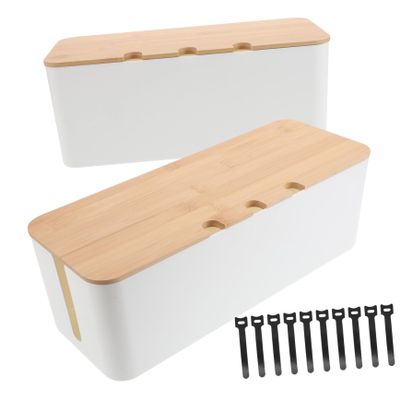 Angoily Desk Cord Management Cord Organizer Floor Cover Power Strip Holder Wire Box Cable Storage Basket for Home Office