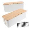 Angoily Desk Cord Management Cord Organizer Floor Cover Power Strip Holder Wire Box Cable Storage Basket for Home Office view 1