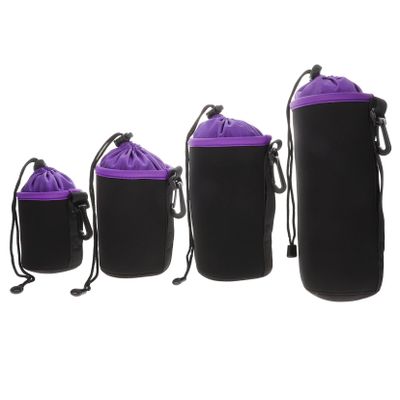IWOWHERO 4Pcs Camera Lens Bags Drawstring Lens Protector Pouches for Outdoor Use Soft Velour Interior Flexible and Durable Design Suitable for DSLR
