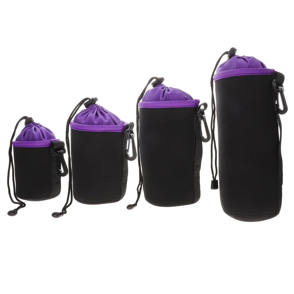 IWOWHERO 4Pcs Camera Lens Bags Drawstring Lens Protector Pouches for Outdoor Use Soft Velour Interior Flexible and Durable Design Suitable for DSLR