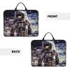 14in Laptop Sleeve Bag, Lightweight Waterproof Laptop Bag Shockproof Soft Carrying Case Us Astronaut Travel Moon Tablet Travel Cover with Handle for 13-14 Inch Notebook view 3