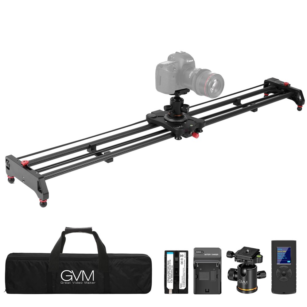 GVM 48"/120CM Carbon Fiber Motorized Camera Slider, Professional Camera Slider with Remote Control, Support Video Mode, Time Lapse Photography, Horizontal, Tracking and 120 Panoramic Shooting
