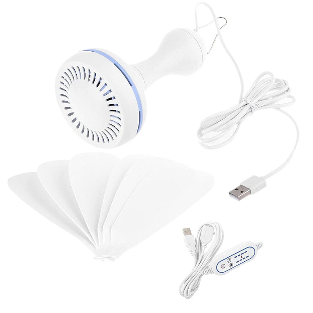 6 Leaves USB Powered Canopy Ceiling Fan 2/4/8 Hours Timer 4 Speed USB Fan With 3.7m Cable For Camping Outdoor Bed