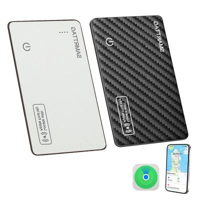 Wallet Tracker Card for Apple Find My (iOS Only) Compatible Smart Wallet Air Tag Tracking for Keys Luggage Anti-Loss Finder Tag Air Tags Card (Carbon+White/2Pc)