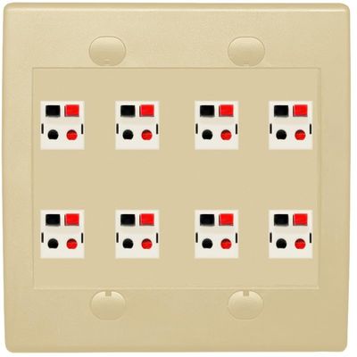RiteAV 8 Port Speaker Jack Dual Gang Wall Plate for Home Theater - Flat Style 2 Gang [Ivory/Ivory]