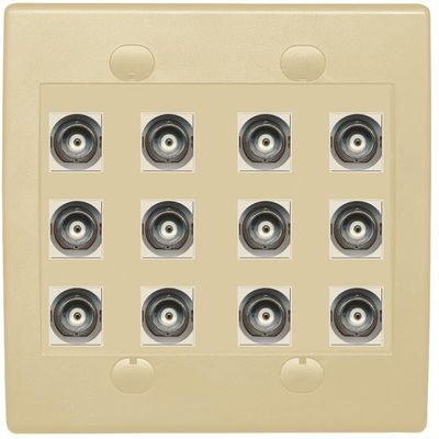RiteAV 12 Port BNC Female/Female HD-SDI Jack Wall Plate - Flat Style 2 Gang [Ivory/Ivory]
