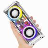 Portable Bluetooth Speaker with LED Lights&Transparent Casing, Bluetooth 5.3 Wireless Outdoor Speakers Support TWS Pairing/TF Card, 10W Stereo Sound, Electronics for Home, Outdoors, Travel (White) view 1